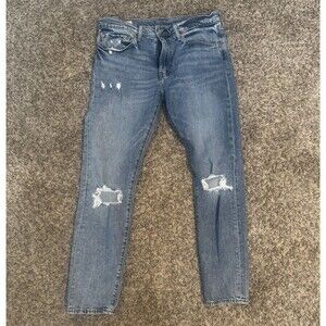 Levi's Premium Lot 512 Mens Slim Fit 34x32 Light Wash Distressed Denim Jeans